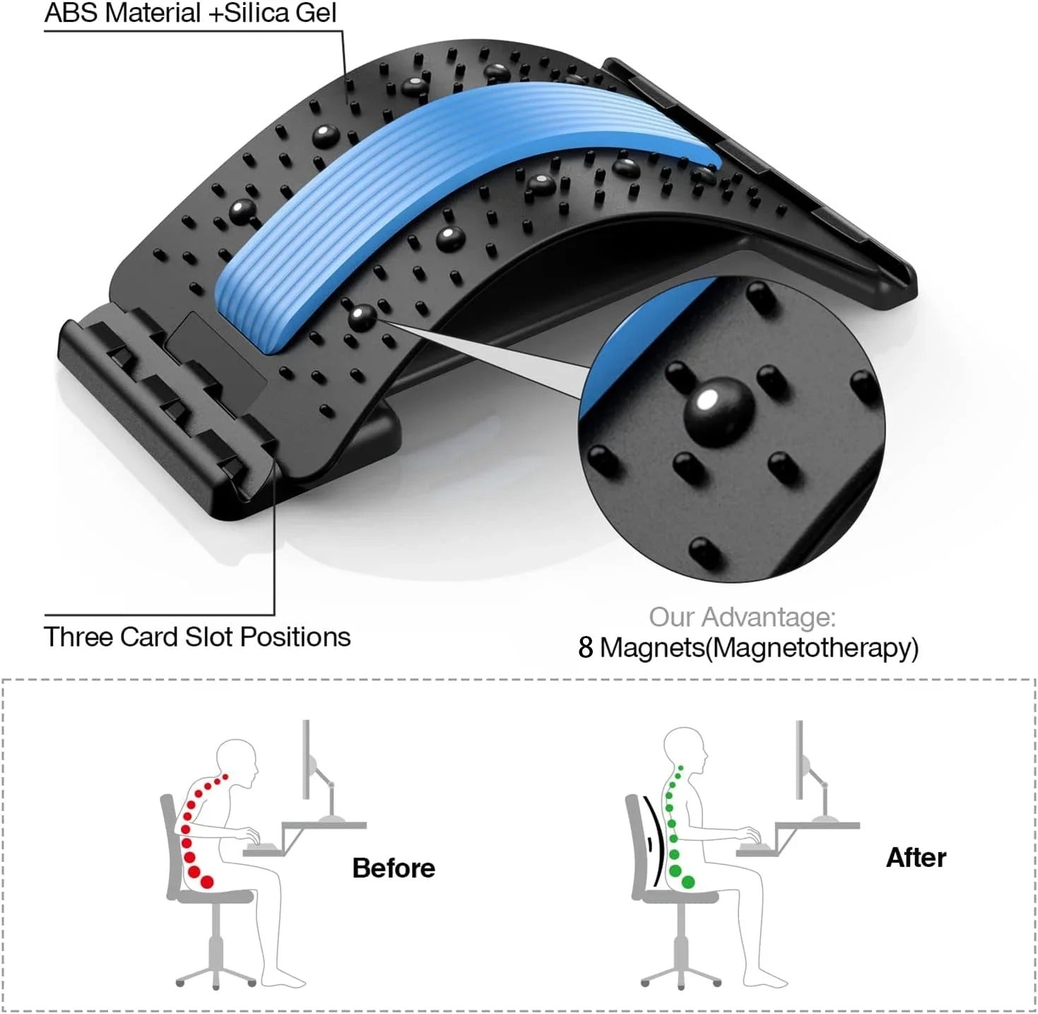 Multi-Level Back Stretcher with Magnetic Therapy – Lumbar & Spine Pain Relief