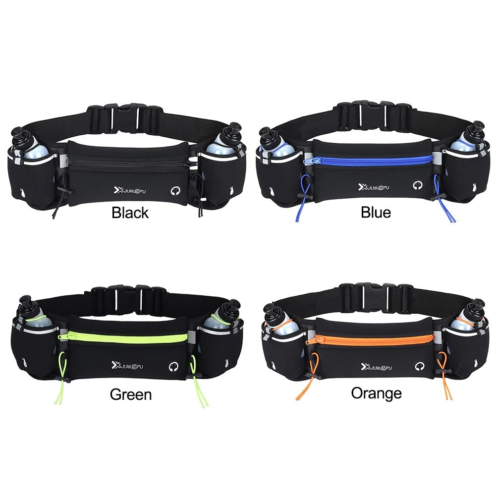 Westfolk™ HydroStride Running Belt – Dual Bottle Waist Pack | Bounce-Free | Reflective | Adventure-Ready Design